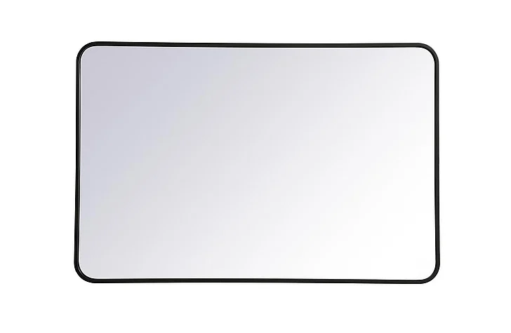 Elegant Soft Corner Metal Rectangular Mirror 28X42 In. in Black MR802842BK