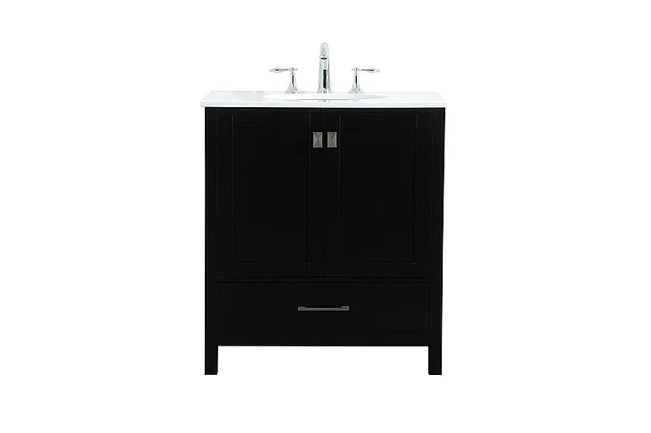 Elegant 30 In. Single Bathroom Vanity in Black VF18830BK