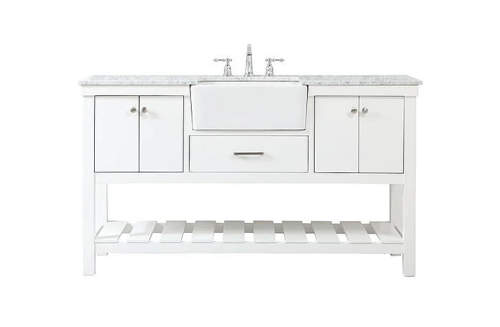 Elegant 60 In. Single Bathroom Vanity in White VF60160WH