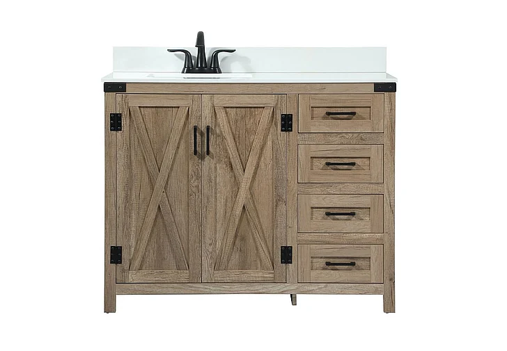 Elegant 42 In. Single Bathroom Vanity in Natural Oak with Backsplash VF90242NT-BS
