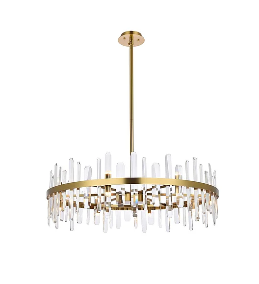 Elegant Serena 36 In. Crystal Round Chandelier in Satin Gold 2200D36SG