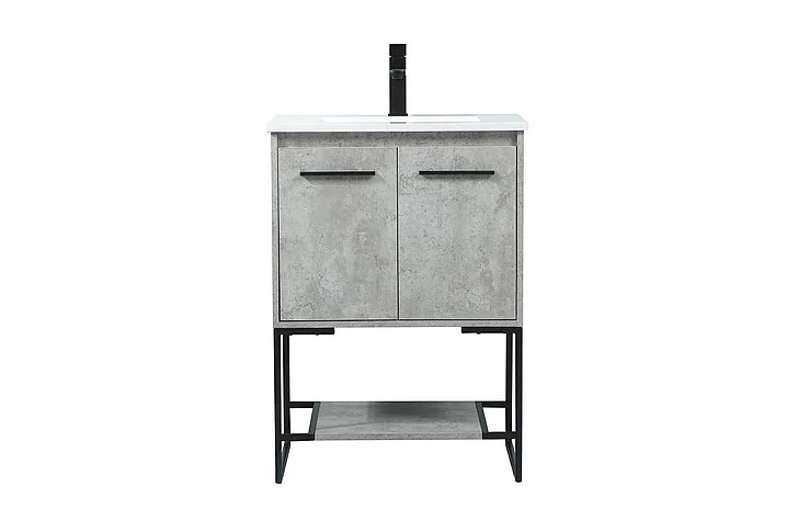 Elegant 24 In. Single Bathroom Vanity in Concrete Grey VF42524MCG