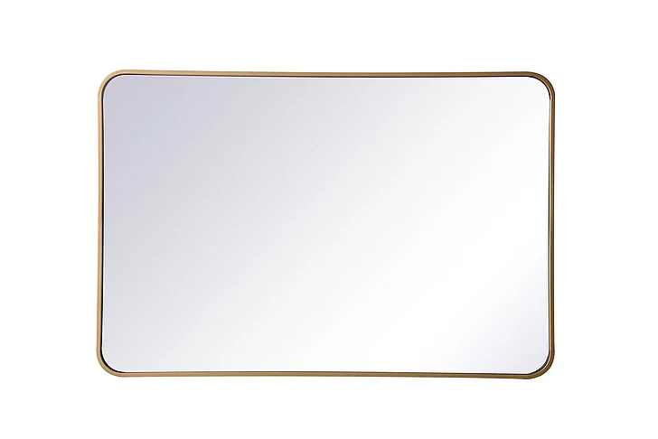 Elegant Soft Corner Metal Rectangular Mirror 27X40 In. in Brass MR802740BR