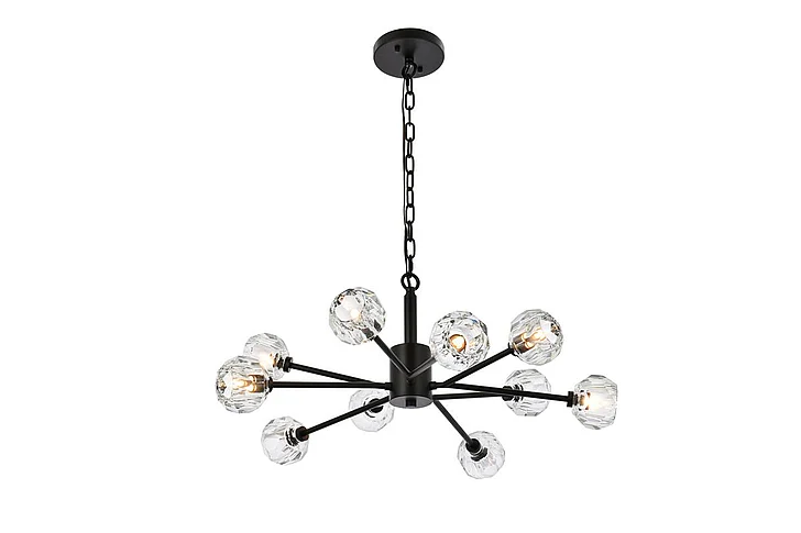 Elegant Graham 10 Light Pendant in Black 3509D29BK