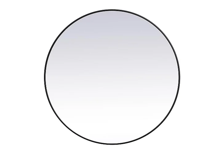 Elegant Metal Frame Round Mirror 45 In. in Black MR4845BK