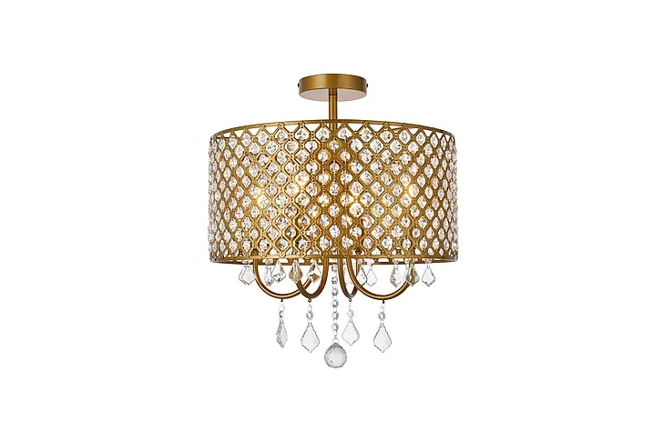 Elegant Elise 17 In. Flush Mount in Brass LD710F17BR CLOSEOUT