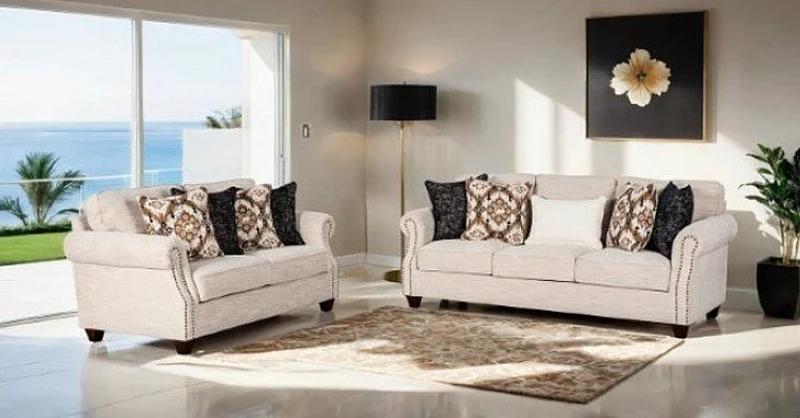 Furniture of America Earley 2pc Living Room Set in Light Gray