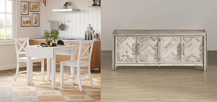Jofran Eastern Tides 4pc Drop Leaf Counter Table in Brushed White: