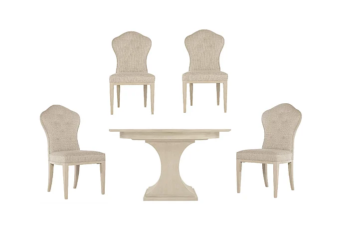 Bernhardt East Hampton 5pc Round Dining Room Set in Cerused Linen -SET B