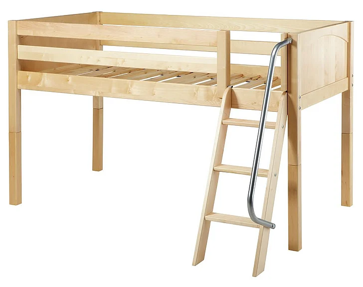 Maxtrix Bare Bone Low Loft (Low/Low) Panel Bedroom Set in Natural (Angle Ladder)