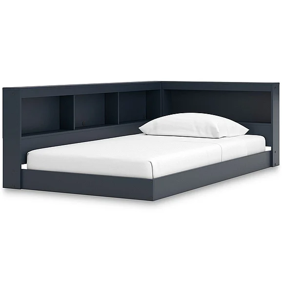 Simmenfort Twin Bookcase Storage Bed in Navy Blue EB1528B3 FedEx/UPS