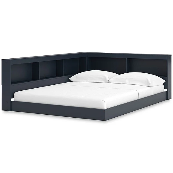 Simmenfort Full Bookcase Storage Bed in Navy Blue EB1528B4 FedEx/UPS