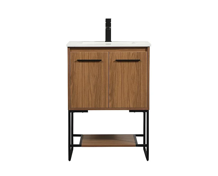 Elegant 24 In. Single Bathroom Vanity in Walnut Brown VF42524WB CLOSEOUT