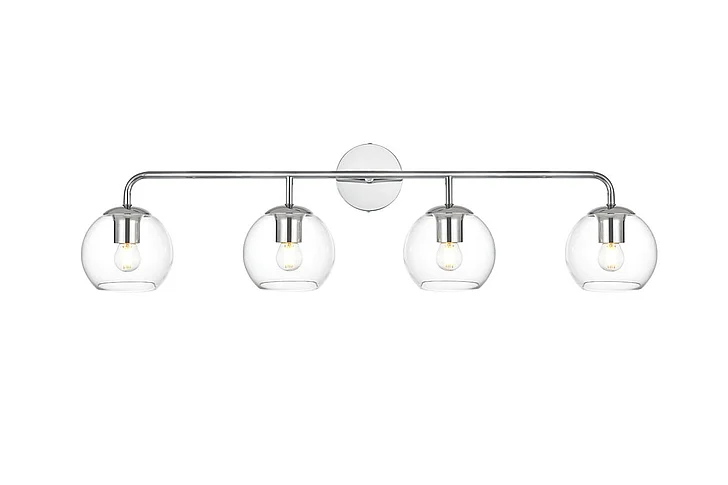 Elegant Genesis 4 Light Chrome and Clear Bath Sconce LD7321W37CH