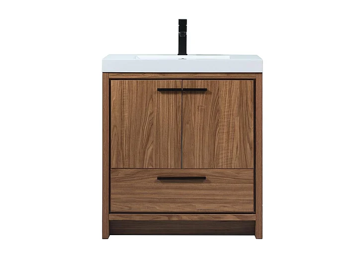 Elegant 30 In. Single Bathroom Vanity in Walnut Brown VF46030WB