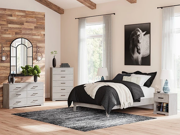 Shawburn 6-Piece Platform Bedroom Set in Whitewash