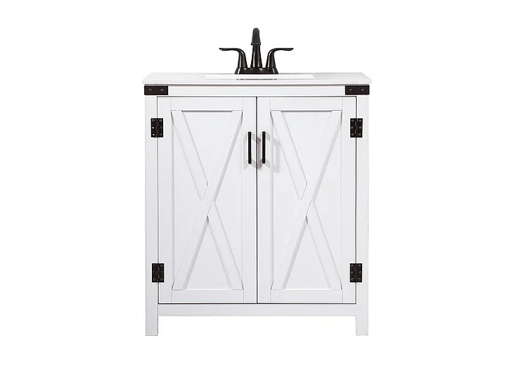 Elegant 30 In. Single Bathroom Vanity in White VF90230WH