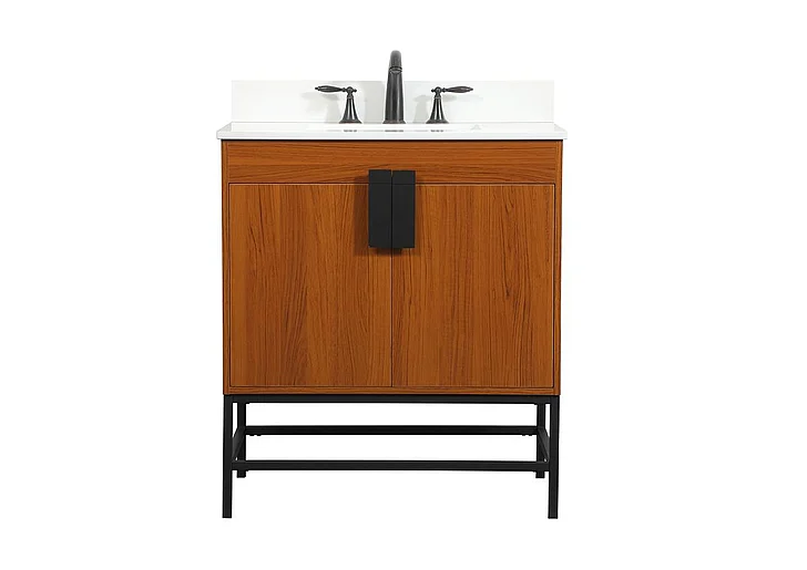 Elegant 30 In. Single Bathroom Vanity in Teak with Backsplash VF48830MTK-BS CLOSEOUT