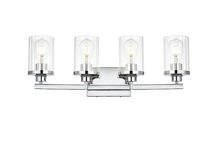 Elegant Saanvi 4 Light Chrome and Clear Bath Sconce LD7316W25CH