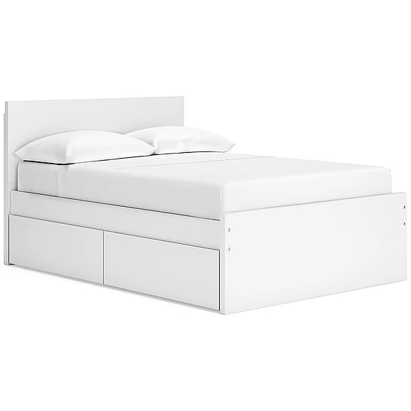 Onita Full Panel Platform Bed with 1 Side Storage in White EB9630B11 FedEx/UPS