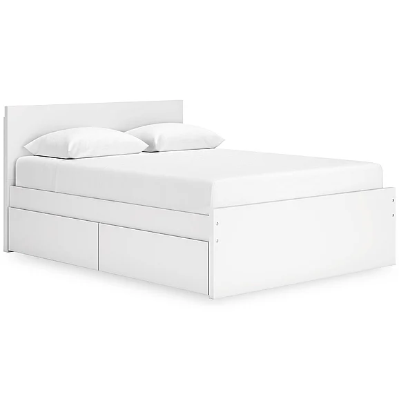 Onita Queen Panel Platform Bed with 1 Side Storage in White EB9630B12 FedEx/UPS