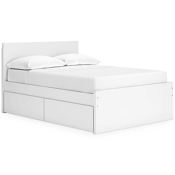 Onita Full Panel Platform Bed with 2 Side Storage in White EB9630B15 FedEx/UPS