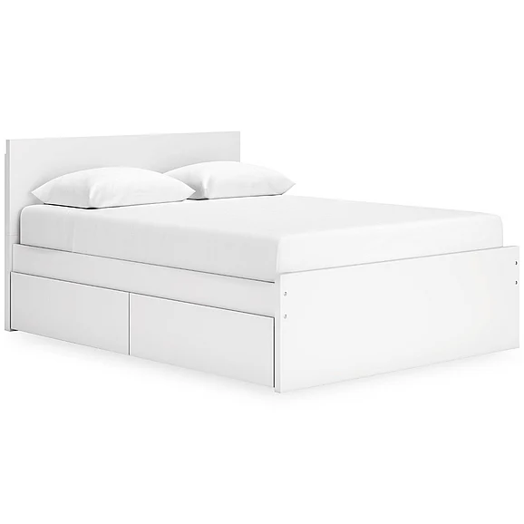Onita Queen Panel Platform Bed with 2 Side Storage in White EB9630B16 FedEx/UPS