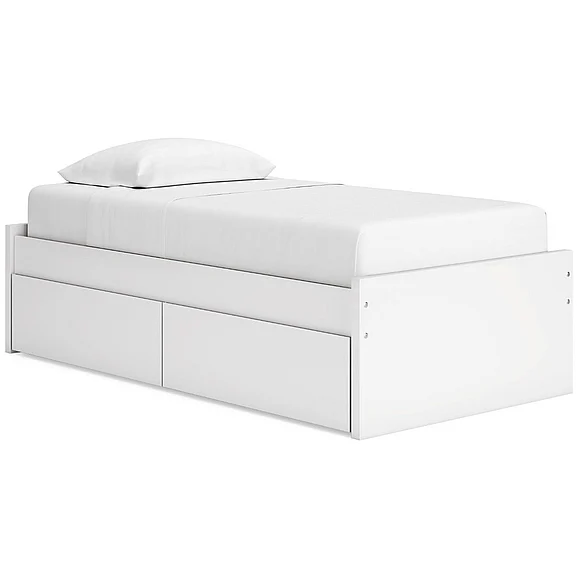 Onita Twin Platform Bed with 1 Side Storage in White EB9630B6 FedEx/UPS