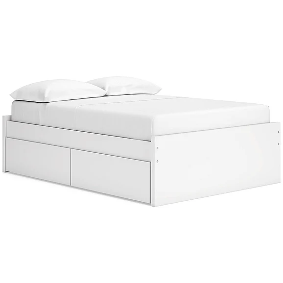 Onita Full Platform Bed with 1 Side Storage in White EB9630B9 FedEx/UPS