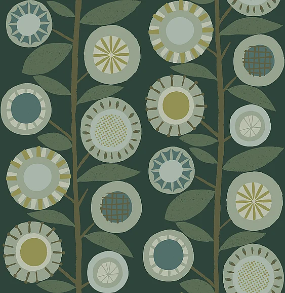 York A-Street Prints Sisu Evergreen Floral Geometric Wallpaper (Double Roll) 4066-26551