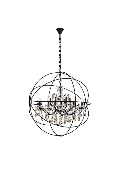 Elegant Geneva 18 Light Dark Bronze Chandelier Golden Teak (Smoky) Royal Cut Crystal 1130G43DB-GT/RC