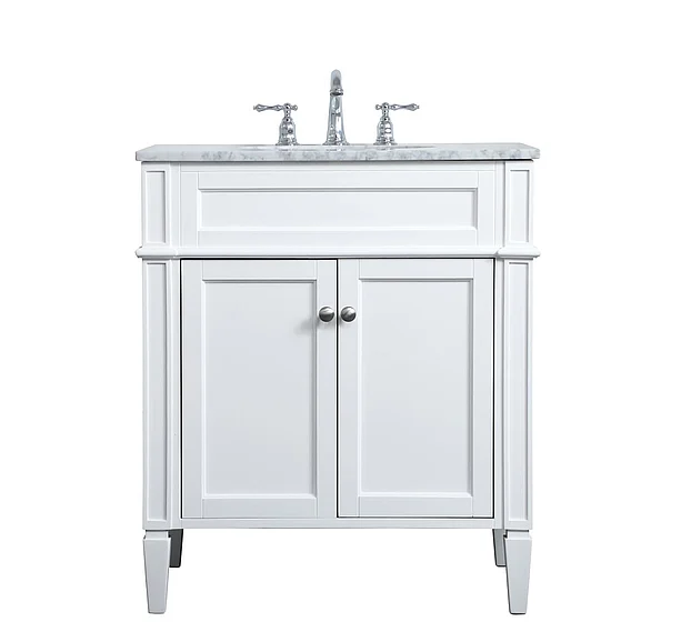 Elegant 30 In. Single Bathroom Vanity in White VF12530WH