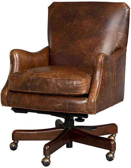 Hooker Furniture Home Office Imperial Empire Tilt Swivel Chair in Natchez Brown EC438-089