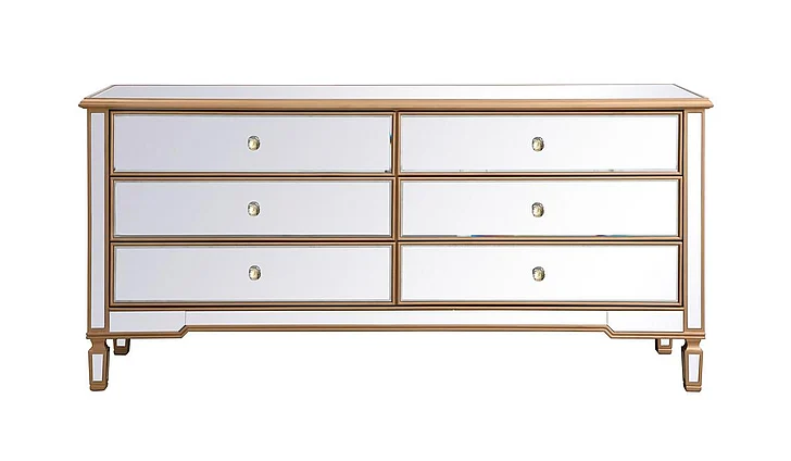 Elegant Contempo 72 In. Mirrored Chest in Antique Gold MF63672G