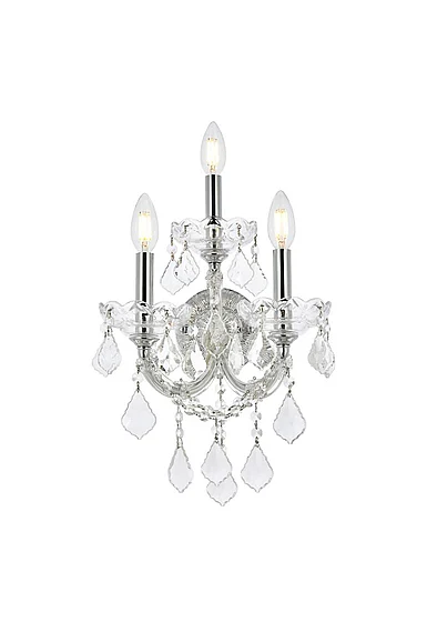 Elegant Maria Theresa 3 Light Chrome Wall Sconce Clear Royal Cut Crystal 2800W3C/RC