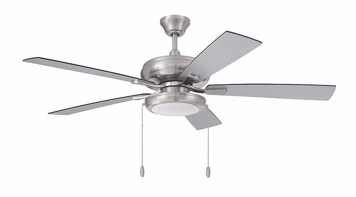 Craftmade Eos 52" 5-Blade Ceiling Fan in Brushed Polished Nickel w/ Brushed Nickel/Greywood Blades