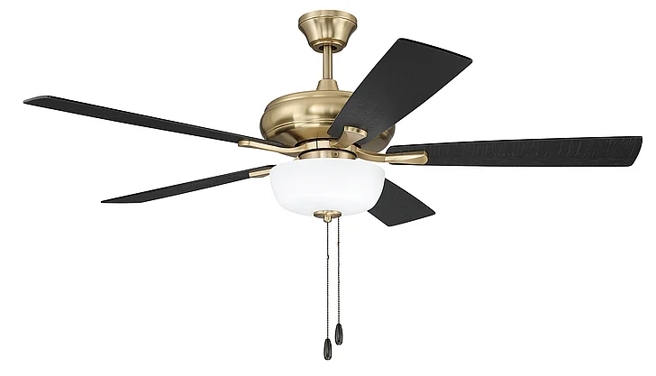 Craftmade Eos 52" 5-Blade Frost 2 Light Bowl Ceiling Fan in Satin Brass ECF211SB5-BWNFB