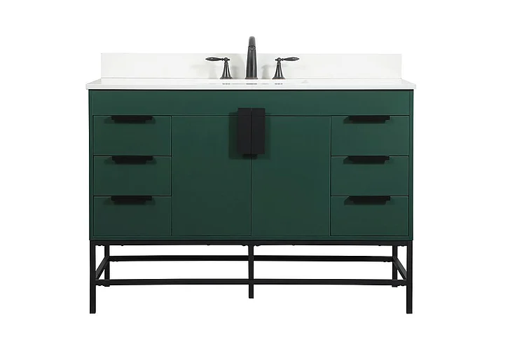 Elegant 48 In. Single Bathroom Vanity in Green with Backsplash VF488W48MGN-BS CLOSEOUT