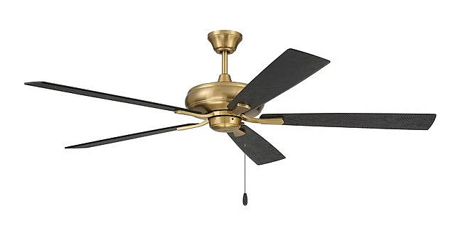 Craftmade Eos 60" 5-Blade Ceiling Fan in Satin Brass w/ Brushed Nickel/Greywood Blades