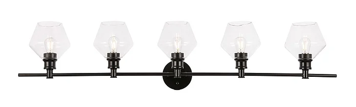 Elegant Gene 5 Light Black and Clear Glass Wall Sconce LD2324BK