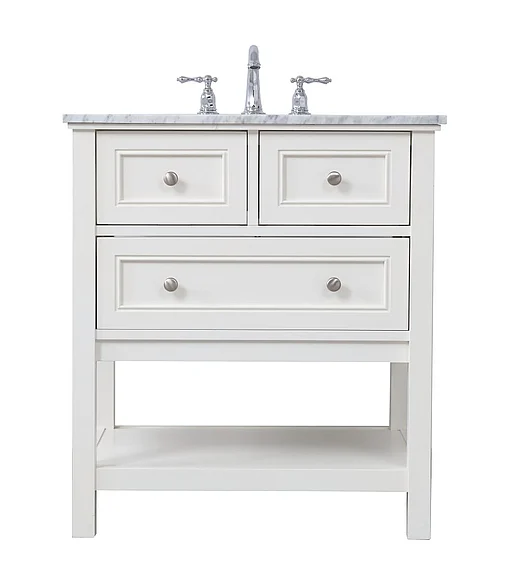 Elegant 30 In. Single Bathroom Vanity Set in White VF27030WH