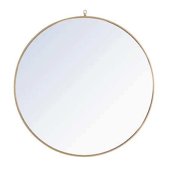 Elegant Metal Frame Round Mirror with Decorative Hook 48 In. Brass Finish MR4068BR
