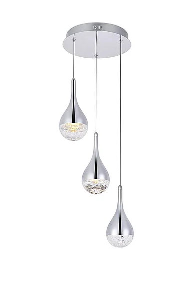 Elegant Amherst Collection Led 3-Light Chandelier 12In x 9In Chrome Finish 3803D12C