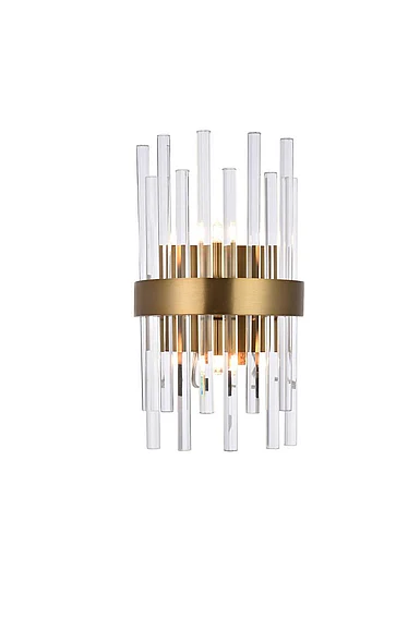 Elegant Dallas 2 Light Gold and Clear Wall Sconce Clear Royal Cut Crystal 3000W8G