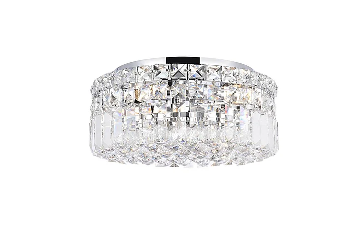Elegant Maxime 4 Light Chrome Flush Mount Clear Royal Cut Crystal V2030F12C/RC