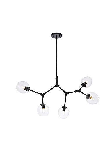 Elegant Cavoli 5 Lights Black Chandelier 1712D42BK