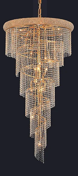 Elegant Spiral 22 Light Gold Chandelier Clear Royal Cut Crystal V1801SR30G/RC