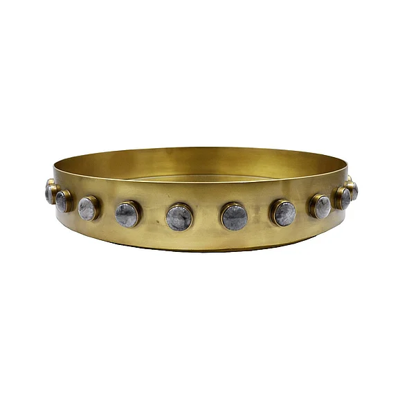 Worlds Away Edwin Round Brass Tray EDWIN