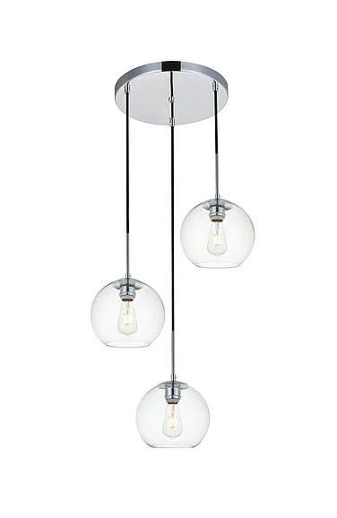 Elegant Baxter 3 Lights Chrome Pendant with Clear Glass LD2208C