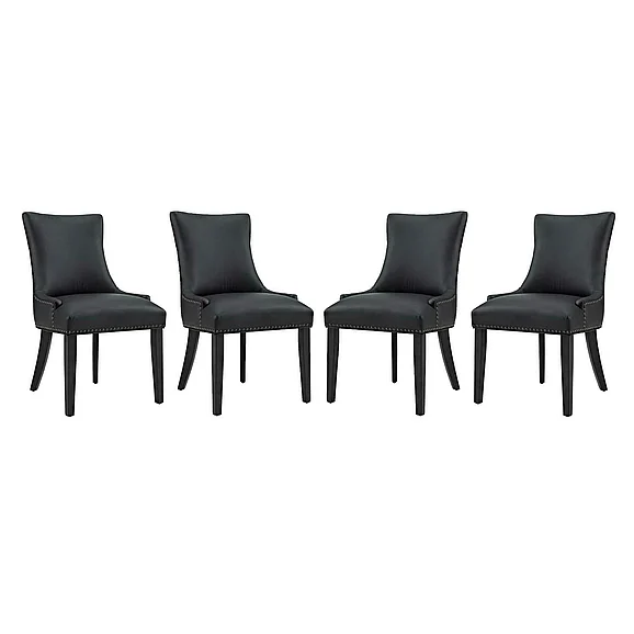 Modway Marquis Faux Leather Dining Chair Set of 4 in Black EEI-3499-BLK